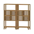 Wooden Etagere with Traditional Design Multiple Shelves and Decorative Panels for Home Decor