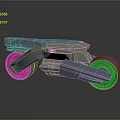 Futuristic Motorcycle Design With Blue Green Frame And Unique Streamlined Wheel Structure 3d model