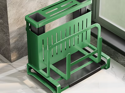 Green Metal Multilayer Kitchen Utensil Rack For Countertop Storage And Organization 3d model