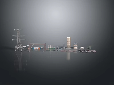 Oil Refinery Storage Tank Pipeline Industrial Facilities Petrochemical Energy Factory Large Factory Industrial Zone Industrial Plant Industrial Park Architectural Landscape 3d model