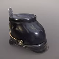 Vintage Black Military Helmet with Golden Star Shaped Badge and Metal Decorations