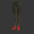 Gray Fitted Leggings With Red Sports Sneakers For Casual Wear