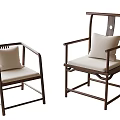 Chinese Style Wooden Dining Chairs With Armrests Light Colored Seats And Decorative Backrest Cutout