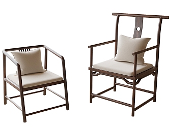 New Chinese Dining Chair Single Chair Leisure Chair 3d model