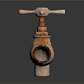 Rusty Vintage Faucet With Metal Texture And Aged Finish On Dark Reflective Surface