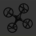 Sleek Black Four Rotor Drone Design With Propellers And Central Blue Light