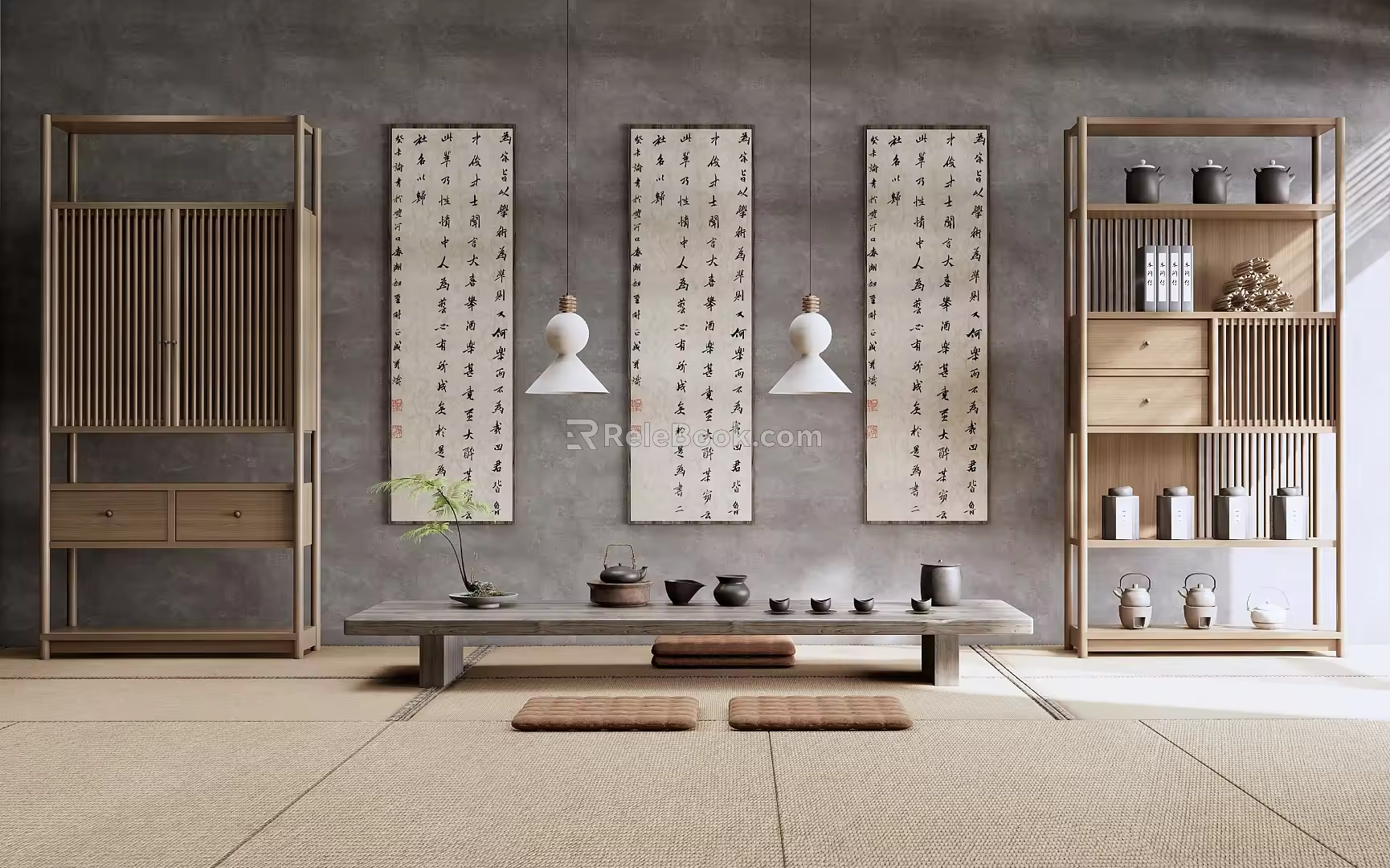 New Chinese Tea Table and Chair Tatami 3d model