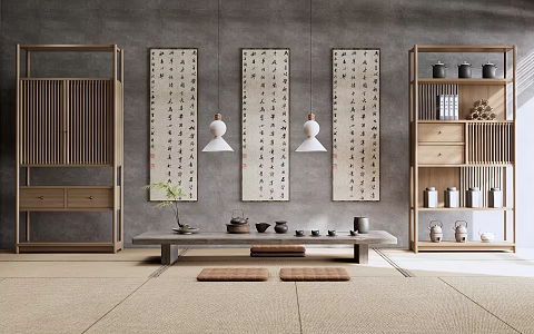New Chinese Tea Table and Chair Tatami 3d model