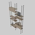 Modern Bookshelf With Metal Frame Wooden Shelves And Decorative Vase Framed Picture Books Bowls