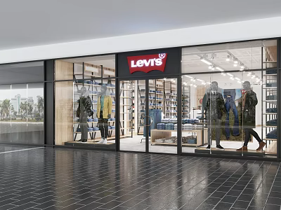 Levi's Clothing Store With Glass Front Mannequins Clothing Displays And Bright Lighting 3d model