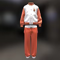 Stylish White Orange Two Tone Baseball Jacket And Track Pants Set With Small Emblem