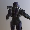Purple Gray Mechanical Armor Sci Fi Character With Detailed Warrior Design Full Body View