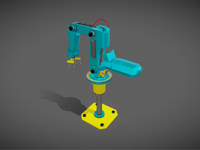 Blue Robotic Arm With Yellow Base And Industrial Mechanical Structure 3d model