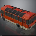 Red Vintage Bus With Black Roof And White Bottom Exterior Design
