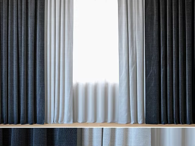 Modern Curtains In Dark And Light Colors For Home Window Decoration 3d model