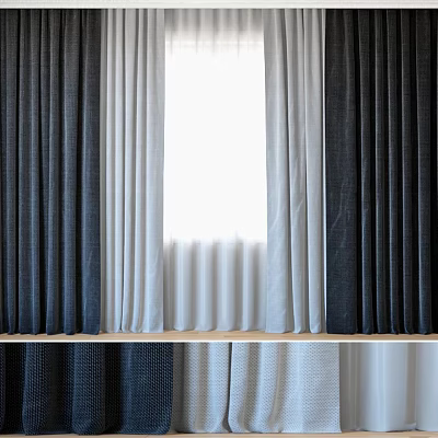 Modern Curtains In Dark And Light Colors For Home Window Decoration 3d model
