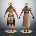 Modern game character western Denim Denim 3d model