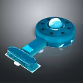 Modern Architectural 3D Design Element Featuring Blue Circular Structure with White Textured Center and Elongated Base