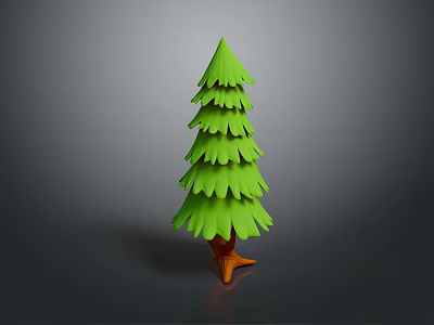 Green Layered Leaves Christmas Tree Shaped Decorative Household Decoration With Wooden Base 3d model