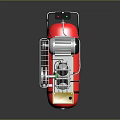 Industrial Air Compressor With Red Air Tank Motor Yellow Component Black Handle And Wheels