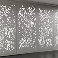 Grey Decorative Panels Featuring White Dotted Laser Cut Patterns And Light Effects 3d model