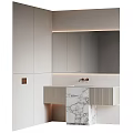 Modern Bathroom Vanity With Marble Countertop Wall Mounted Mirror And Soft Lighting 3d model