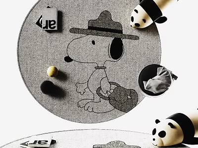 Round Carpet With Snoopy Character Design Soft Texture For Kids Bedroom Decor 3d model