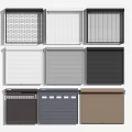 Various Window Blinds With Grid Slatted And Solid Color Designs 3d model