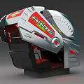 Futuristic X-TREME RIDER Helmet With Silver Red Design And Transparent Visor