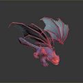 Game Movie Character Blue Purple Dragon With Detailed Wings