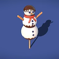 Snowman Shaped Dessert With White Marshmallow Body Chocolate Hat And Biscuit Arms