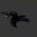 Detailed Mythical Fantasy Dragon Character With Black Scales And Blue Wings