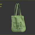 Beige Canvas Tote Bag With Better Life For All Print And Light Handles
