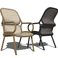 Modern Light And Dark Leisure Chairs With Woven Seats And Curved Armrests Design