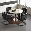 Middle Ancient Dining Table Middle Ancient Style Table and Chair Combination Ornaments Combination Sideboard with Plants 3d model