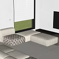 Modern Modular Combination Sofa Bean Curd Block Sofa Pedal Sofa Stool Glass Side 3d model