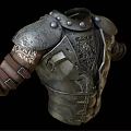 Detailed Medieval Metal Armor Featuring Decorative Patterns And Leather Shoulder Straps 3d model