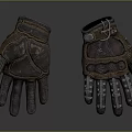 Vintage Leather Work Gloves With Metal Buckles Stitching And Tactical Design