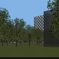Modern Office Buildings Complex Featuring Green Roofs And Urban City Layout
