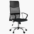 Black Mesh Back Office Chair With Adjustable Armrests Silver Base And Swivel Wheels 3d model