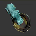 Turquoise Hippo Shaped Decorative Bowl With Gold Accents And Glossy Surface For Home Decor