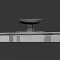 Scenic Landscape With Multi Tiered Stone Fountain And Square Base In Courtyard