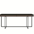 Sleek Modern Desk With Wooden Top And Black Metal Frame Drawer Storage