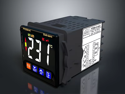 PEAKMETER Digital Temperature Controller With LCD Display Control Buttons And Side Parameter Label 3d model
