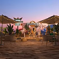 37 LOUNGE Beachfront Outdoor Lounge With Palm Trees Surfboards Cocktails Music And String Lights
