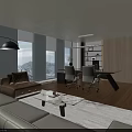 Modern Office Interior Design With Large Windows City View Sofa And Ergonomic Chair