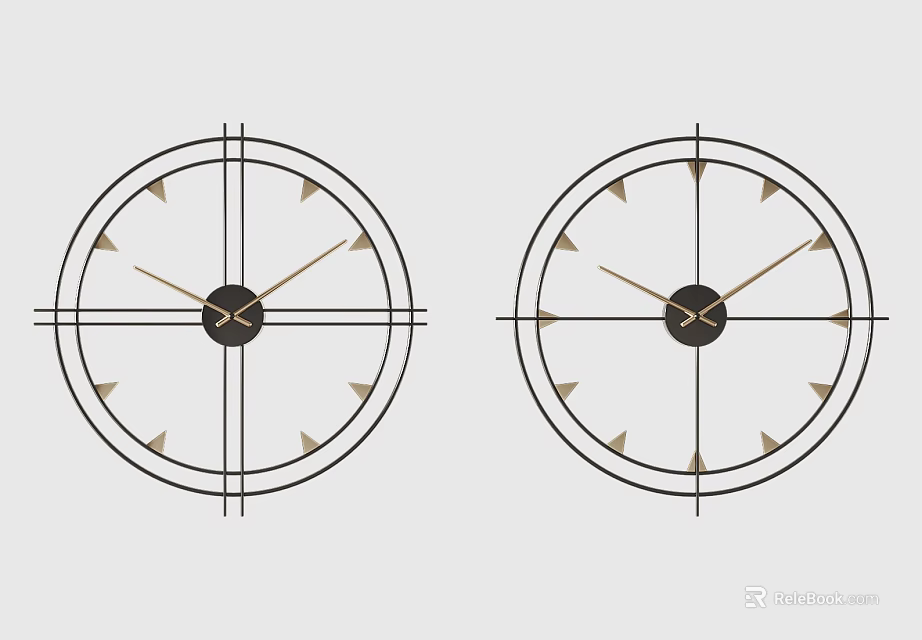 Modern Round Wall Clock With Metal Frame And Minimalist Decorative Design 3d model