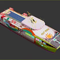 Fast Ferry Water Transport With Modern Design Green Orange White Colors For Tourist Travel