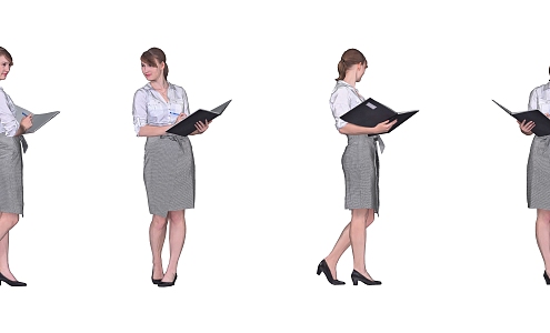 Fashion Women Business Office Characters Temperament Beauty Standing Posture Women Secretary 3d model