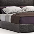 Modern Upholstered Double Bed With Gray Headboard Purple White Bedding And Pillows 3d model